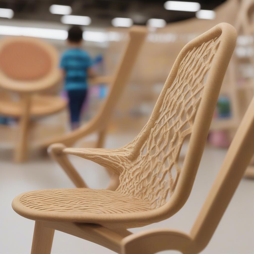 Close-up view of an elastic weave chair for kids at Target