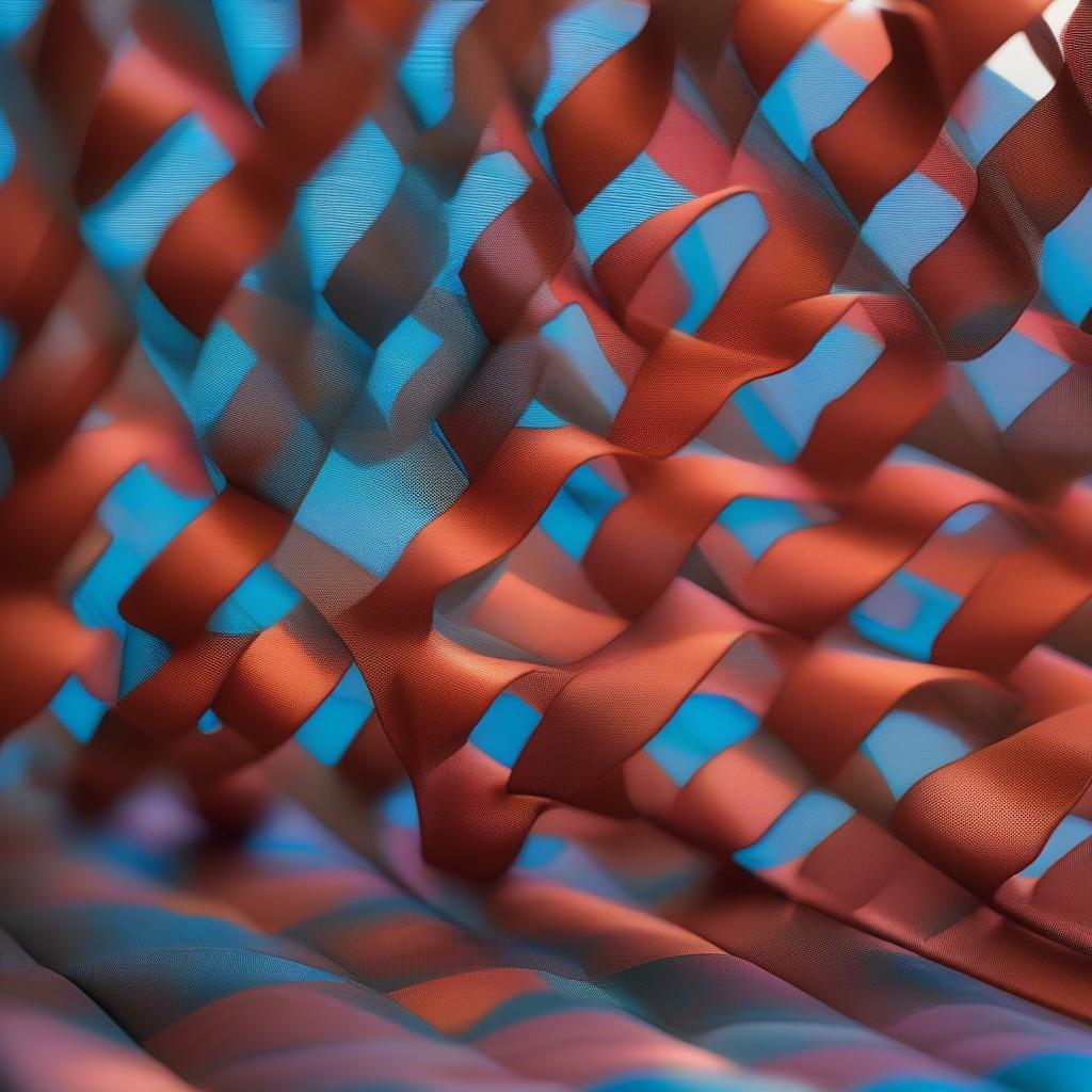 Close-up view of the Eric Trine Rod and Weave chair, showcasing the intricate woven details and the powder-coated steel frame.