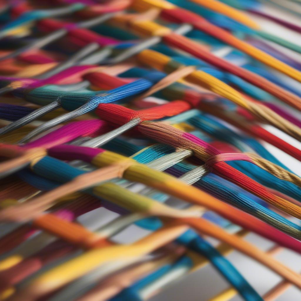 Eric Trine Rod Weave Chair Close Up: Detail of the colorful woven rods showcasing the craftsmanship and unique design.