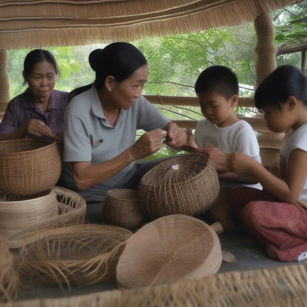 Filipino Basket Weavers at Work