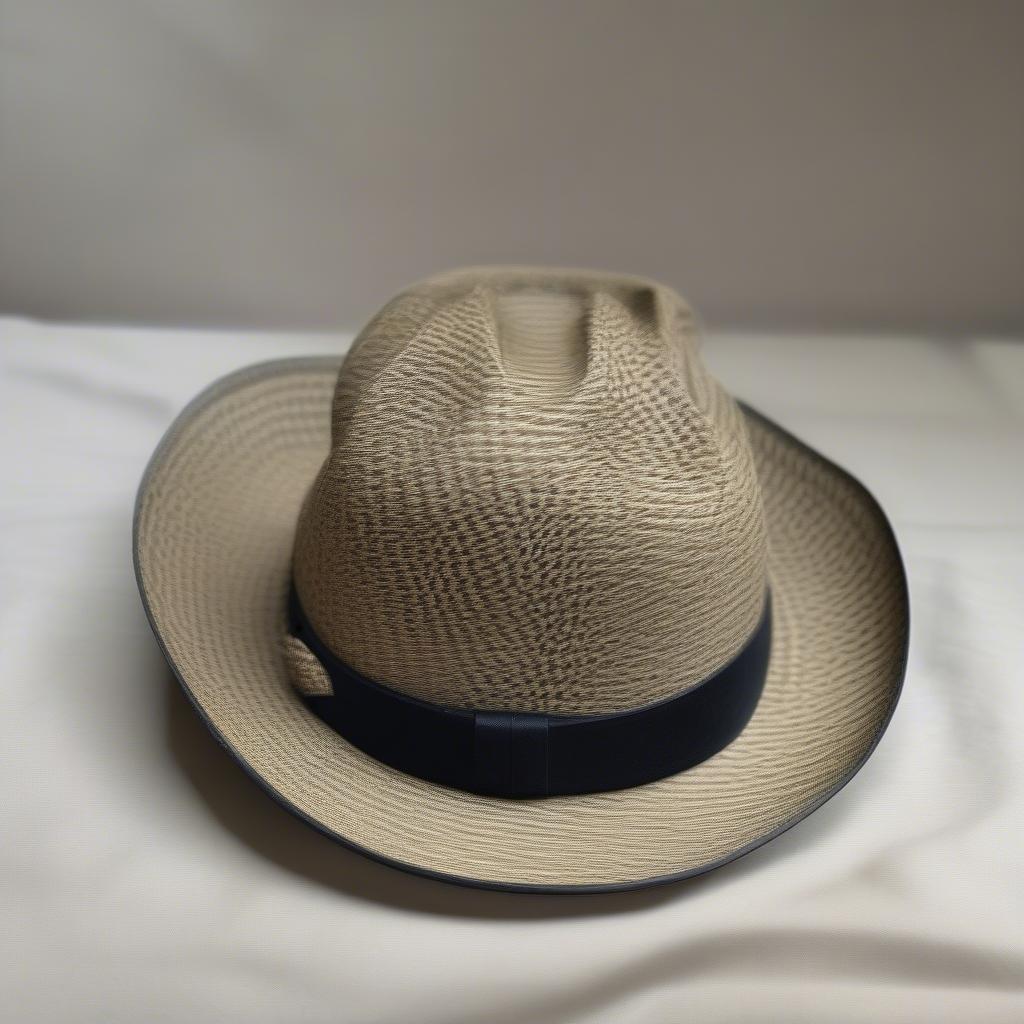 A finished cobra weave hat band on a hat