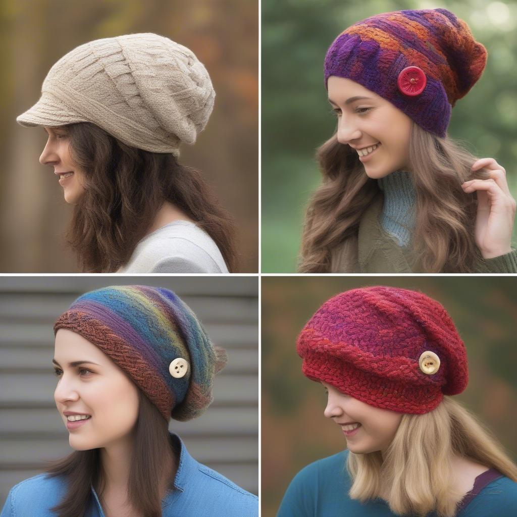 Variations of Finished Slouchy Weaving Hats