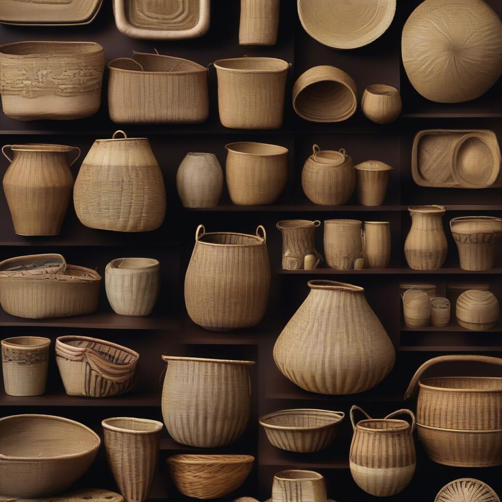 Display of Finished Sweetgrass Baskets