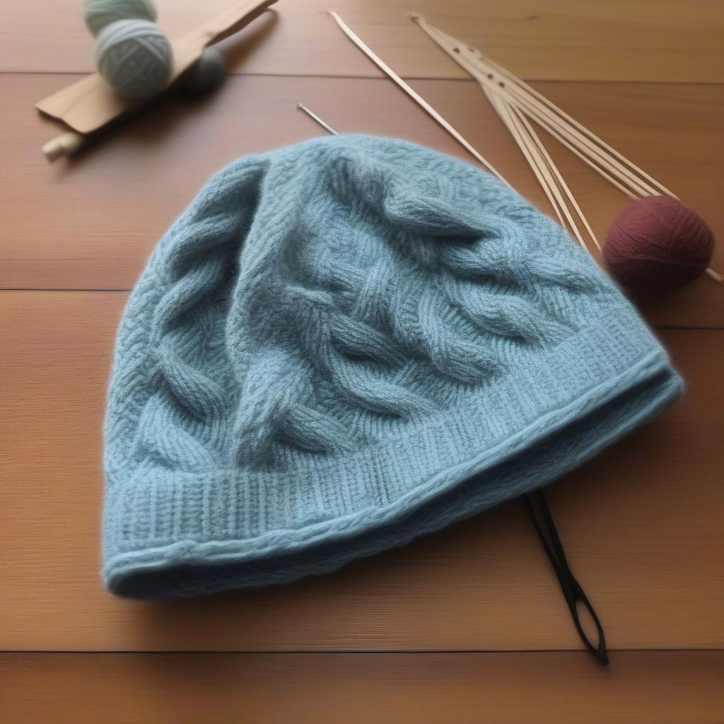 Finished Weave Stitch Cable Hat