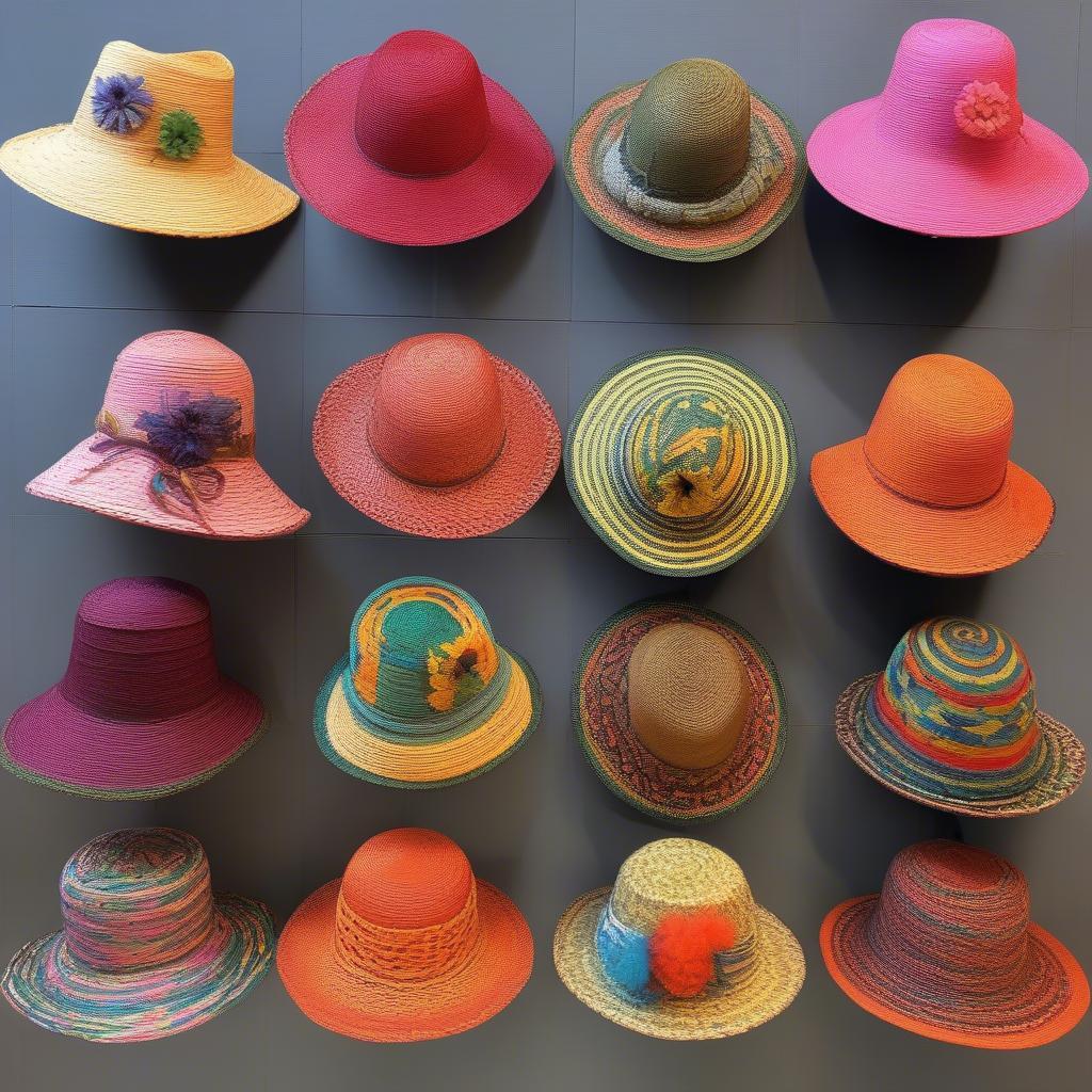 Display of finished woven hats