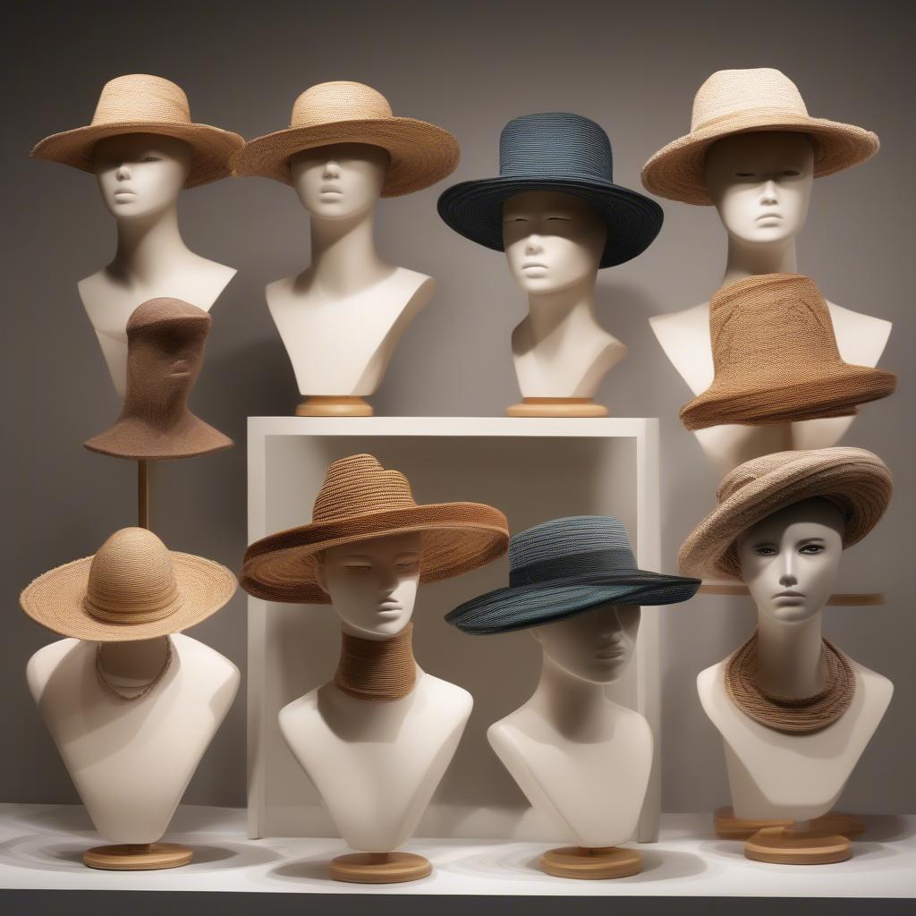 Display of finished woven hats