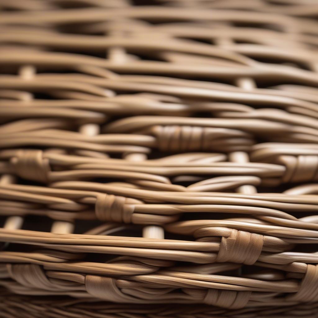 Close-up view of the Four Hands Weaver Coffee Table's intricate weave