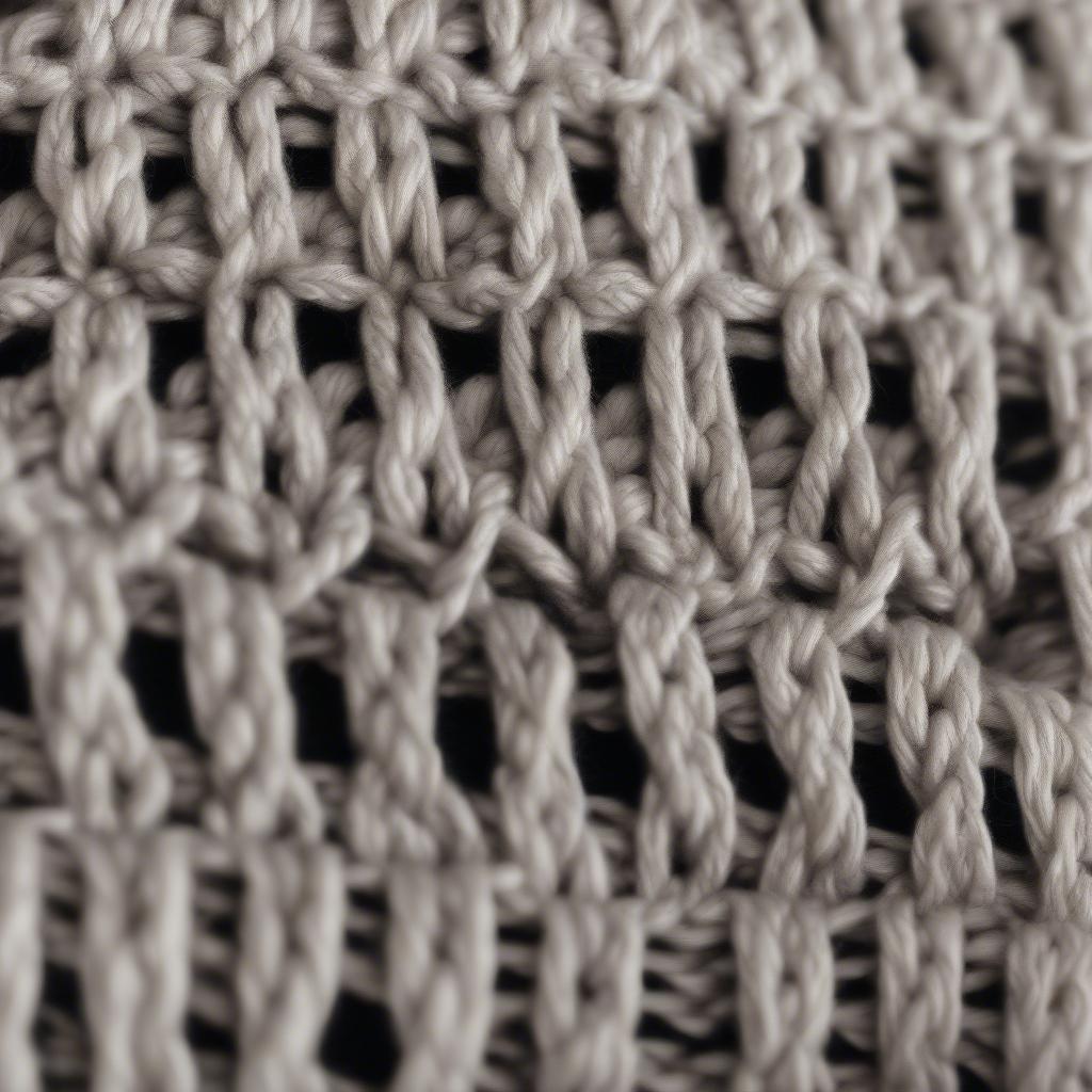 Close-up of a crocheted basket weave hat pattern