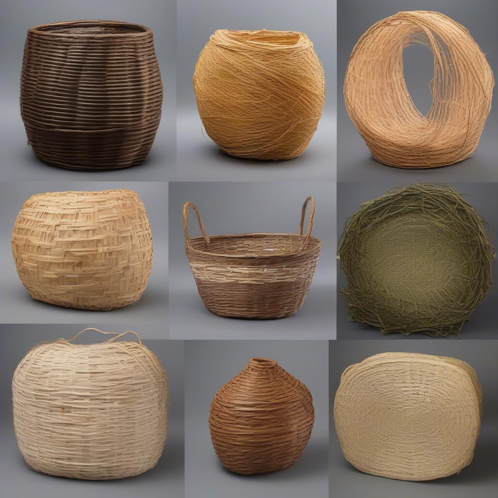 Various materials for freeform basket weaving