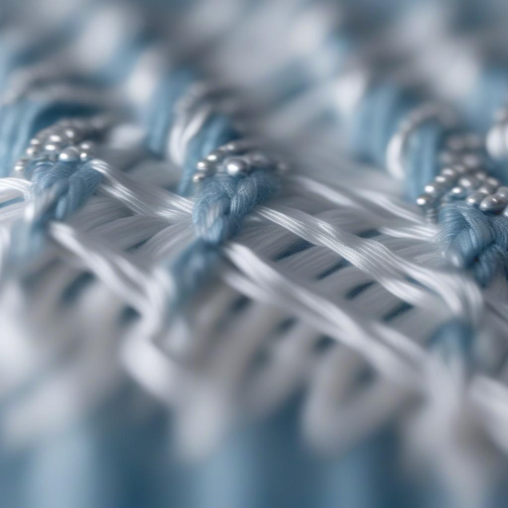 Close-up of a frost weave bag showcasing the intricate texture and icy blue color