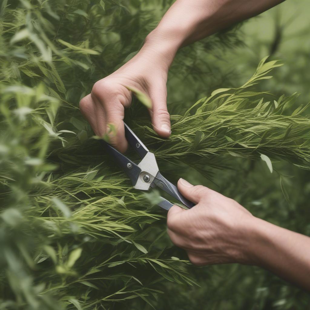 Gathering Twigs for Basket Weaving