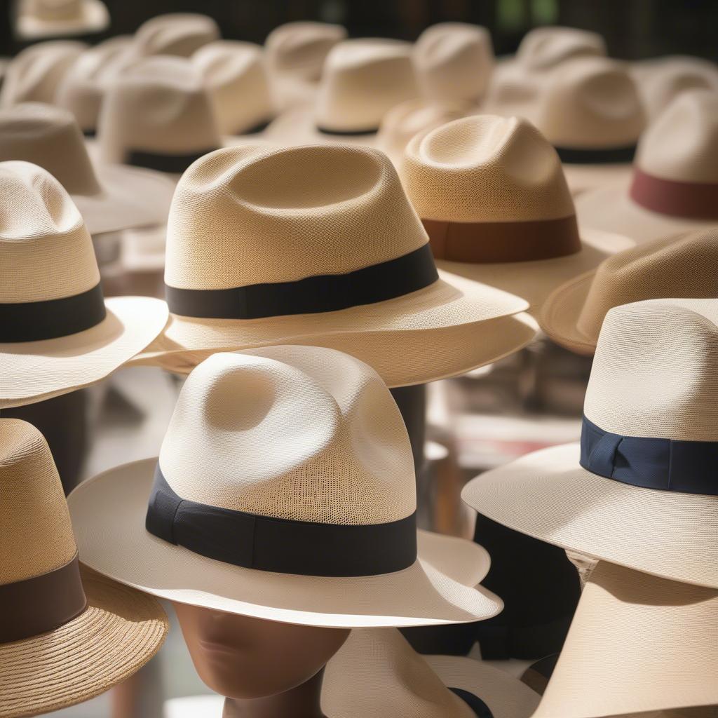 Close-up image showcasing the key features of a genuine finest weave panama hat, including the tight weave, natural color, and soft texture.