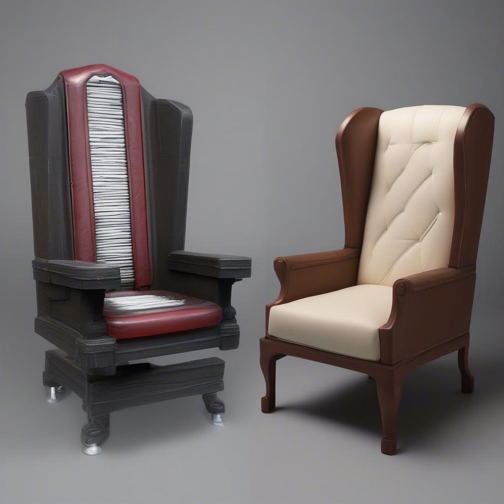 Comparison of a Ghostbusters chair replica and the original prop