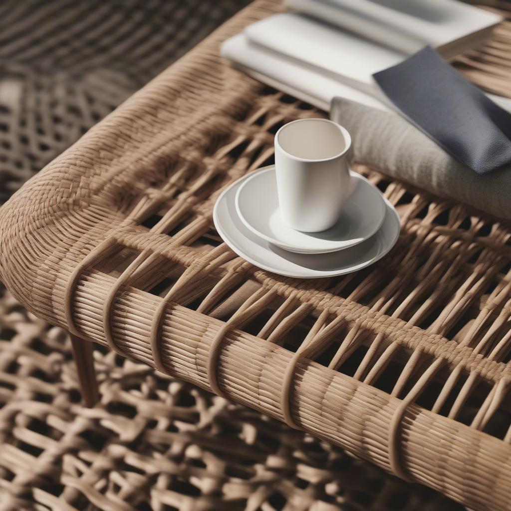 Close-up of the Gloster Grand Weave Coffee Table's intricate weave