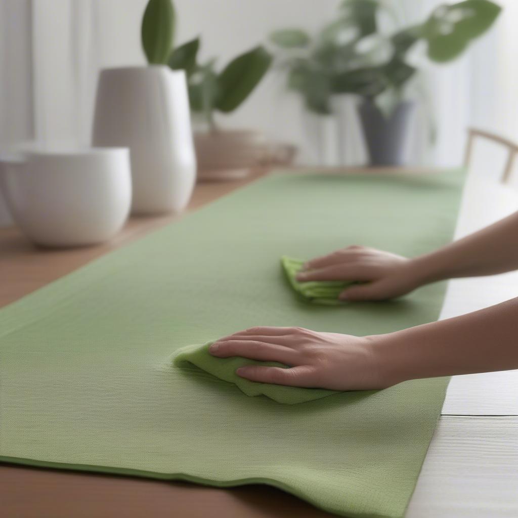 Care Tips for Green Textured Weave Table Runner