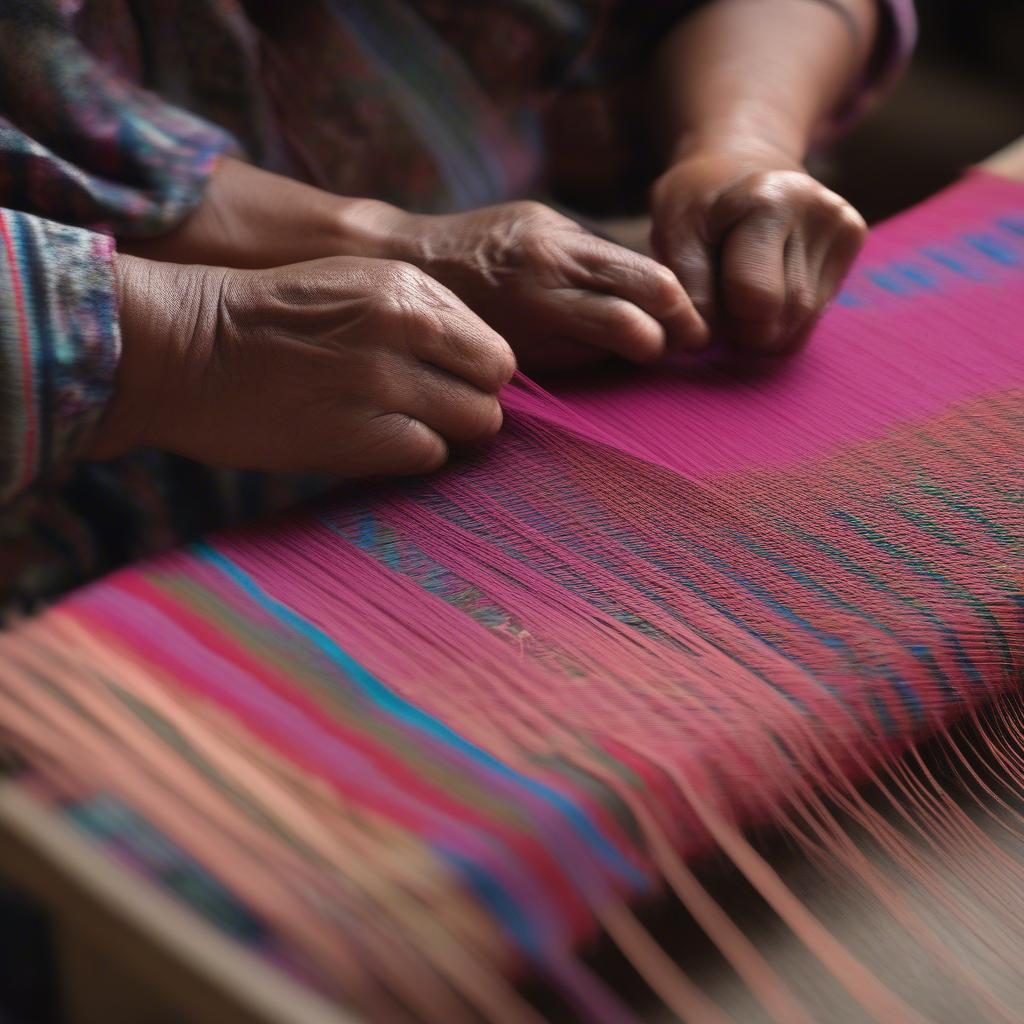 Guatemalan Weaver Creating Table Mats on a Backstrap Loom