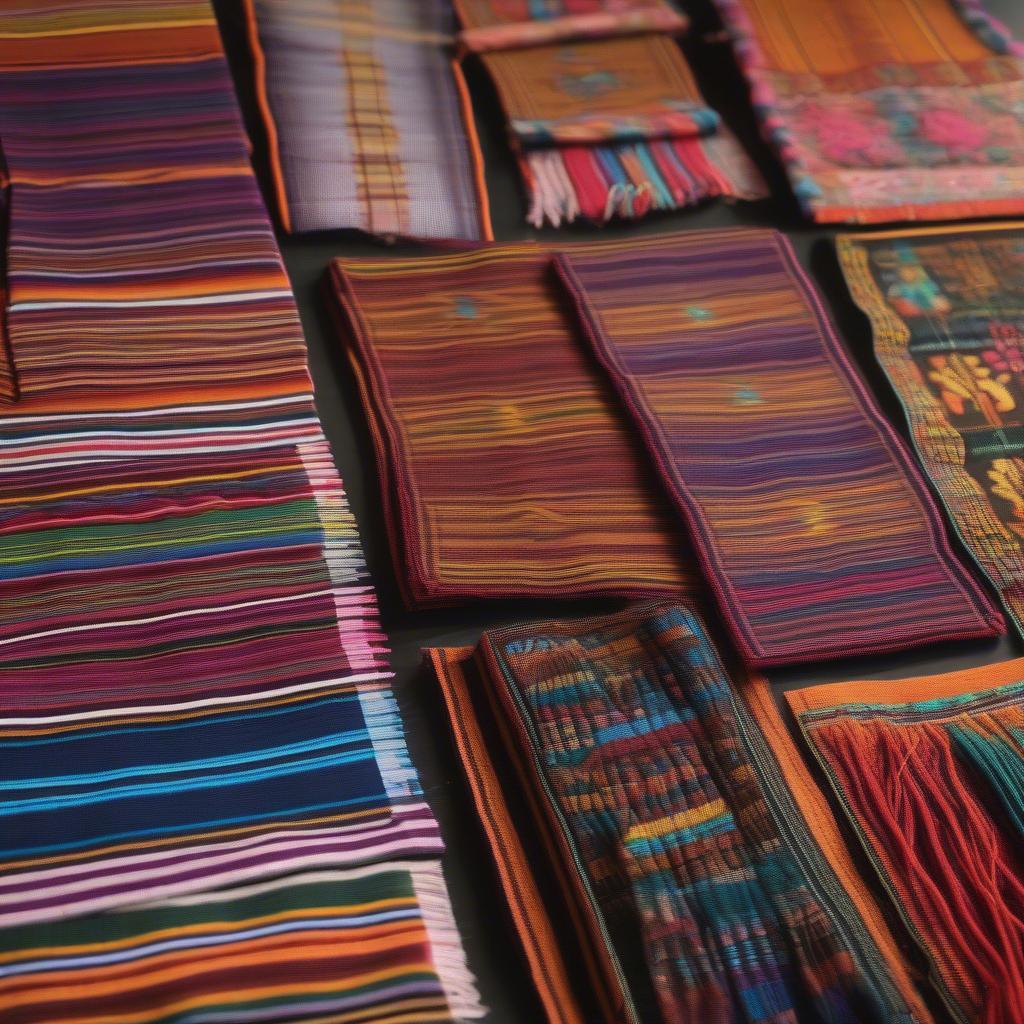 Traditional Guatemalan Weaving Table Mats Showcasing Vibrant Colors and Intricate Designs