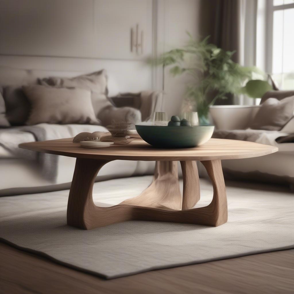 Handcrafted table in a living room setting