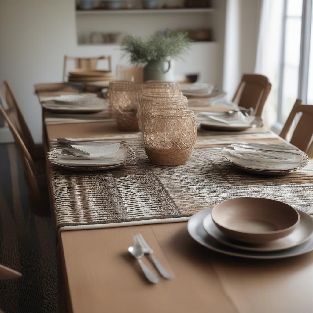 Handwoven Table Runner with a Geometric Pattern