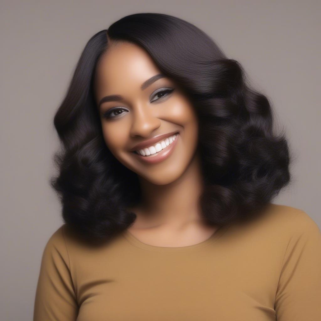 A Woman Happy With Her Sew-In Weave