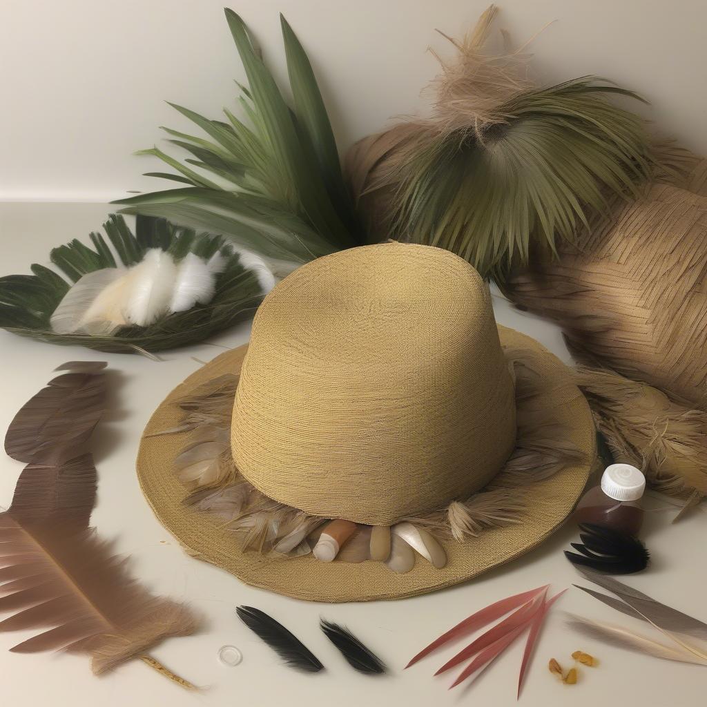 Adding Finishing Touches to a Hawaiian Hat