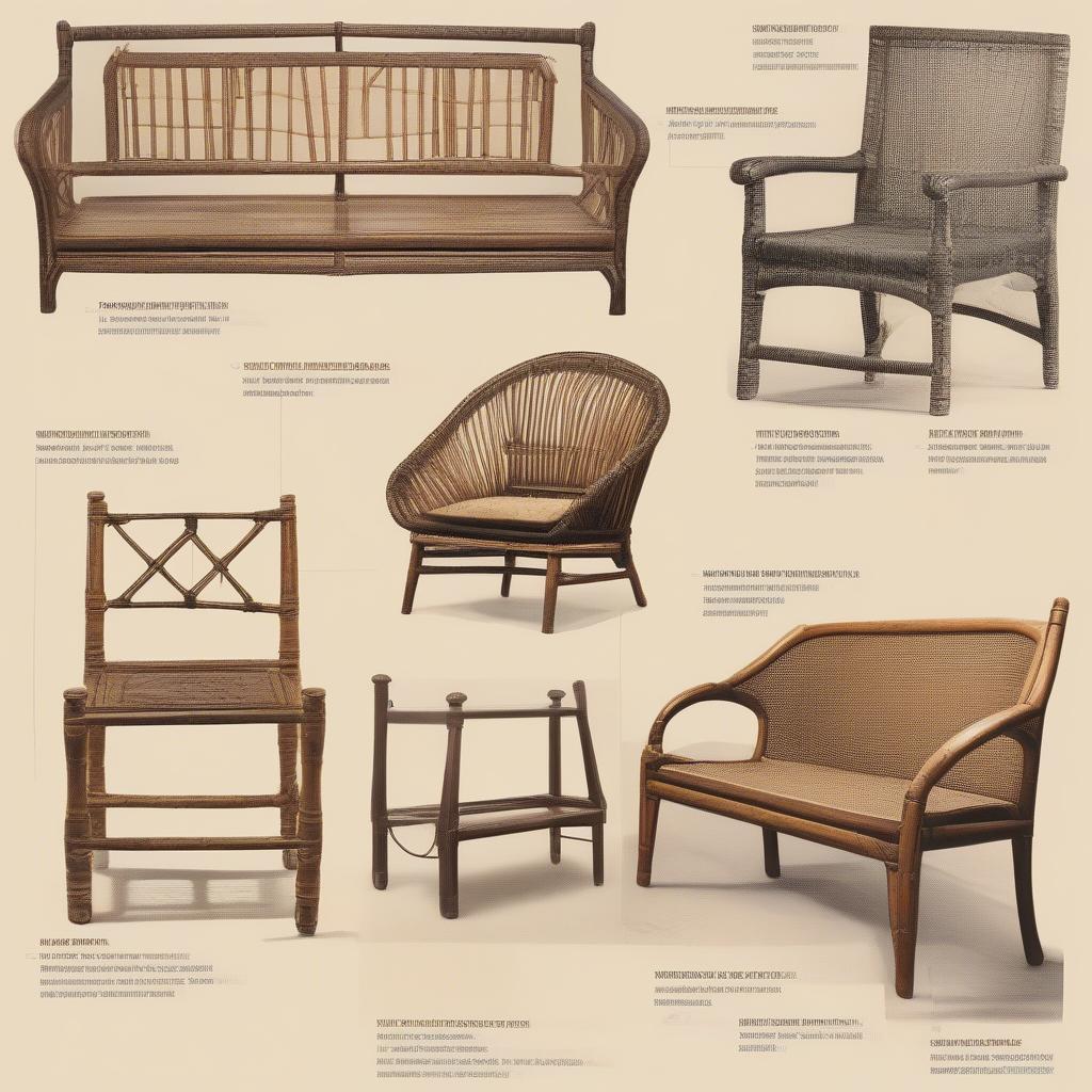 A historical timeline showcasing the evolution of cane chair weaving through different eras.