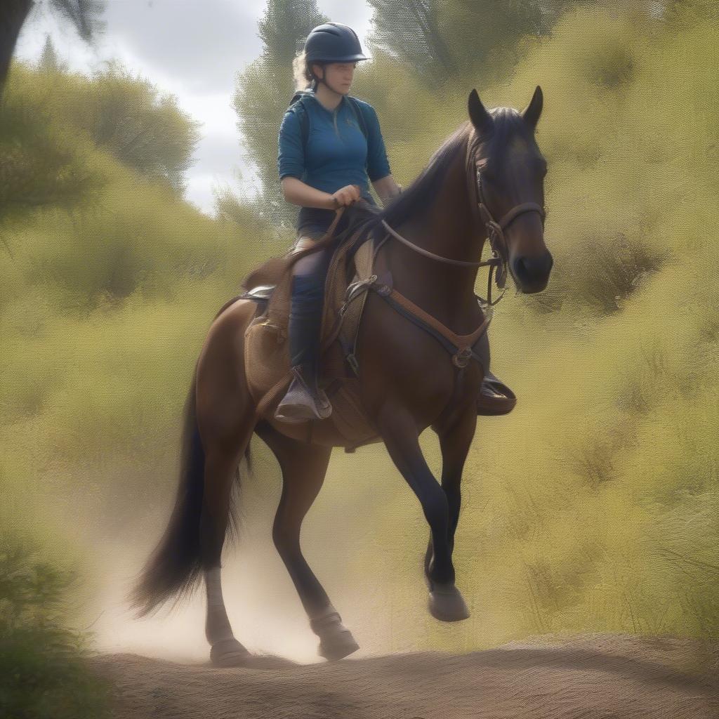 Rider Utilizing Weaver Saddle Bags on Trail Ride