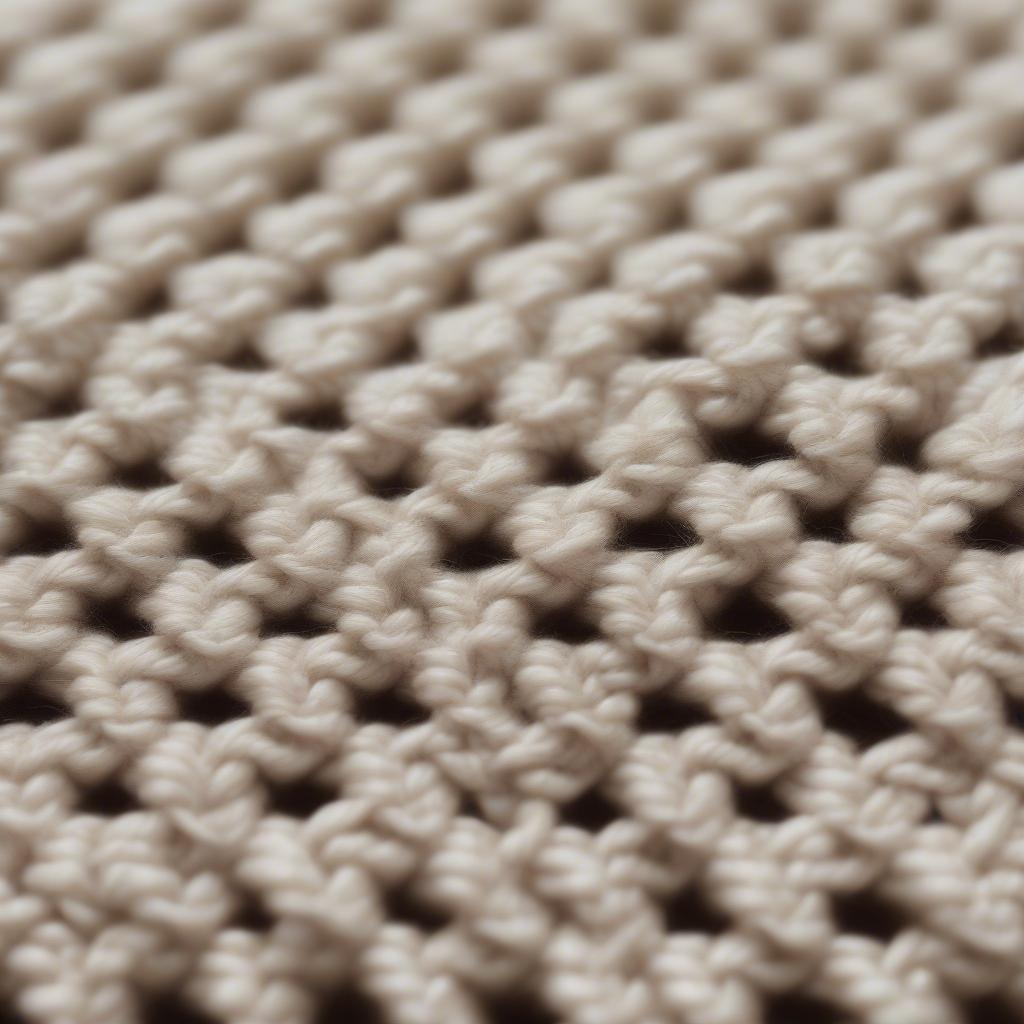 Close-up view of the knitted basket weave stitch, showcasing its textured pattern