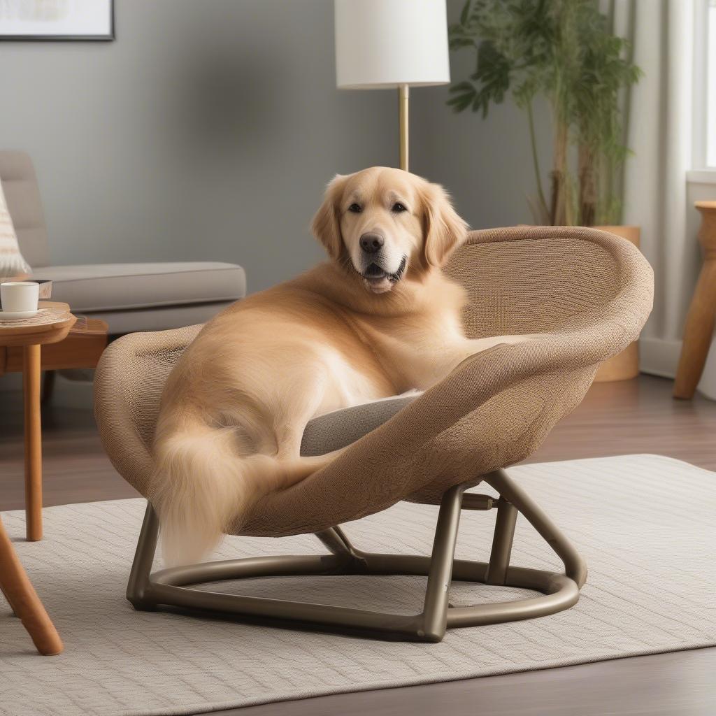 Large Dog Relaxing on a Rope Weave Pet Chair