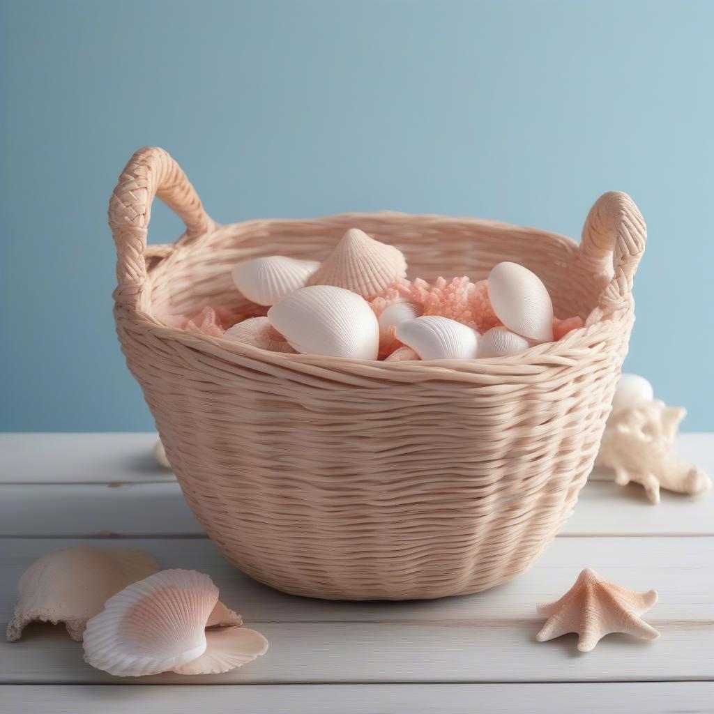 Light Coral Wicker Basket