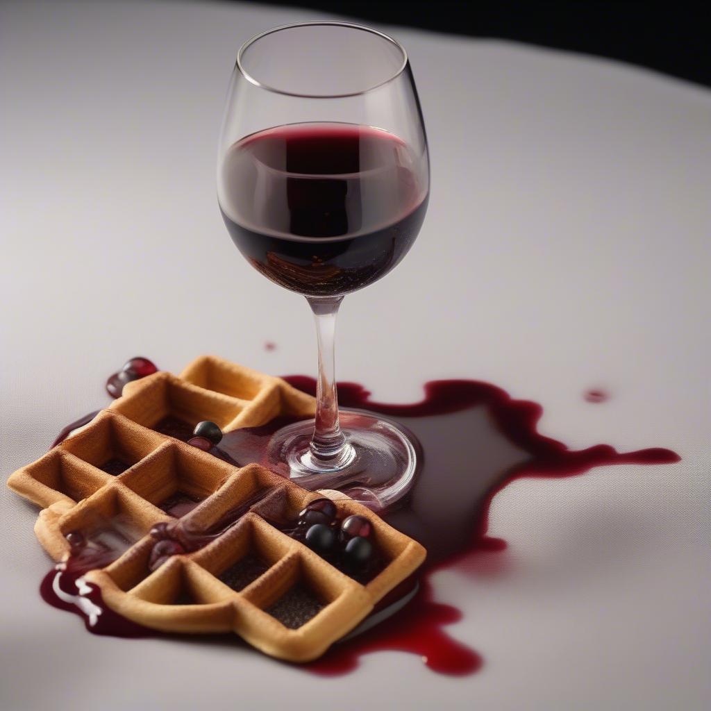 Demonstration of liquid spilling on a waffle weave table cover, highlighting its stain-resistant properties