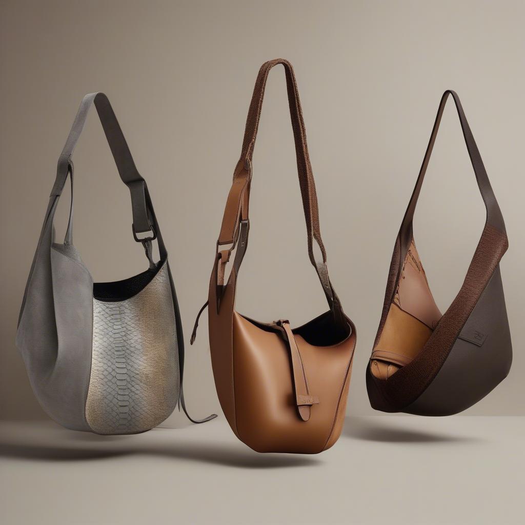 Loewe Hammock bags in various materials including calfskin, suede, and exotic skins.