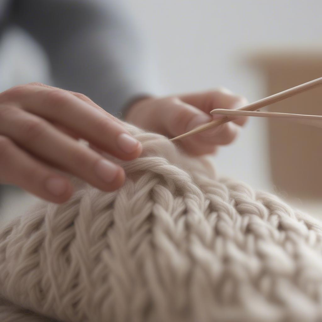 Loom knitting a basketweave hat