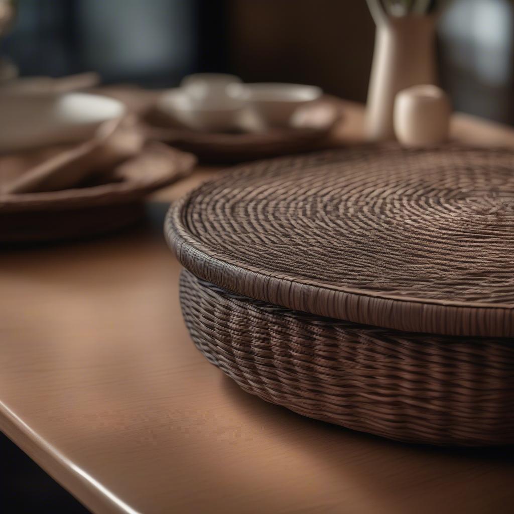 Matt Weaver Chefs Table Design showcasing intricate wickerwork and elegant craftsmanship.