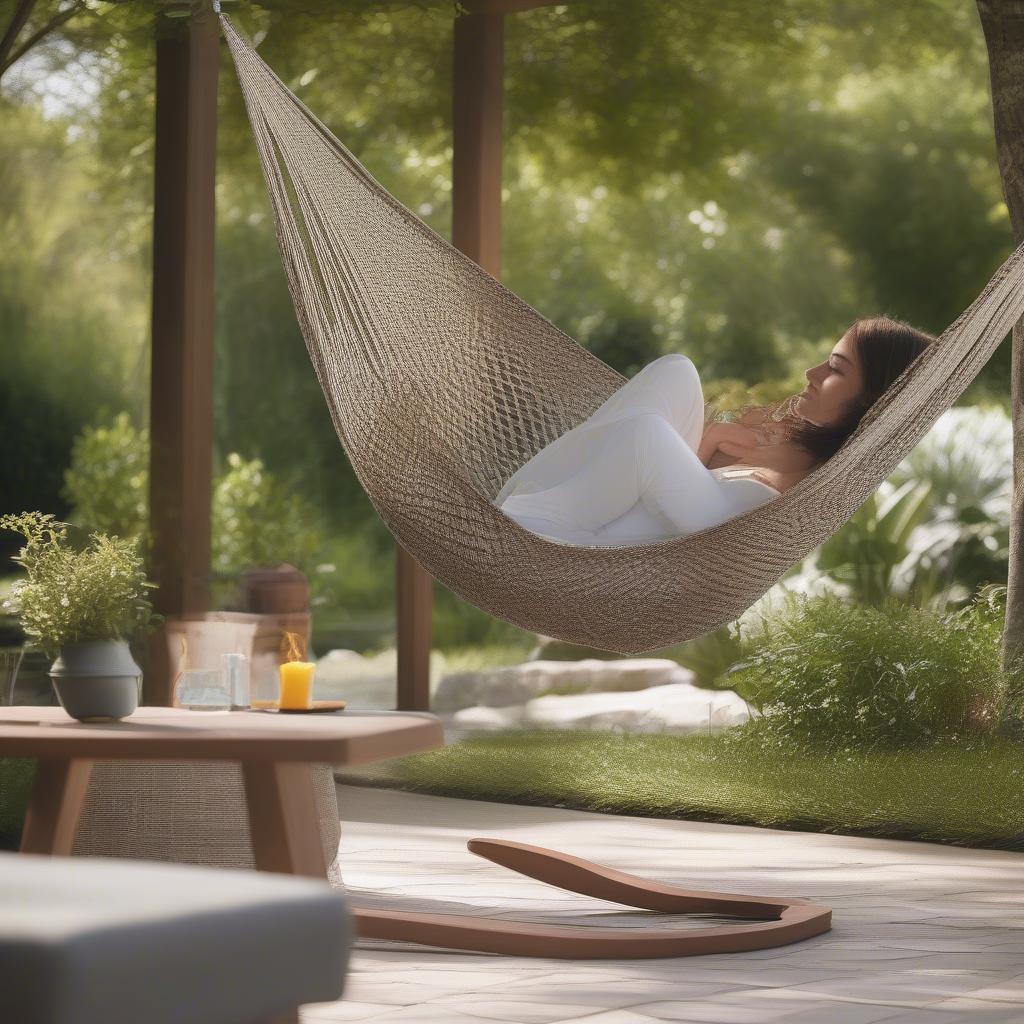 McClay Outdoor Hammock Weave Patio Chair Lifestyle