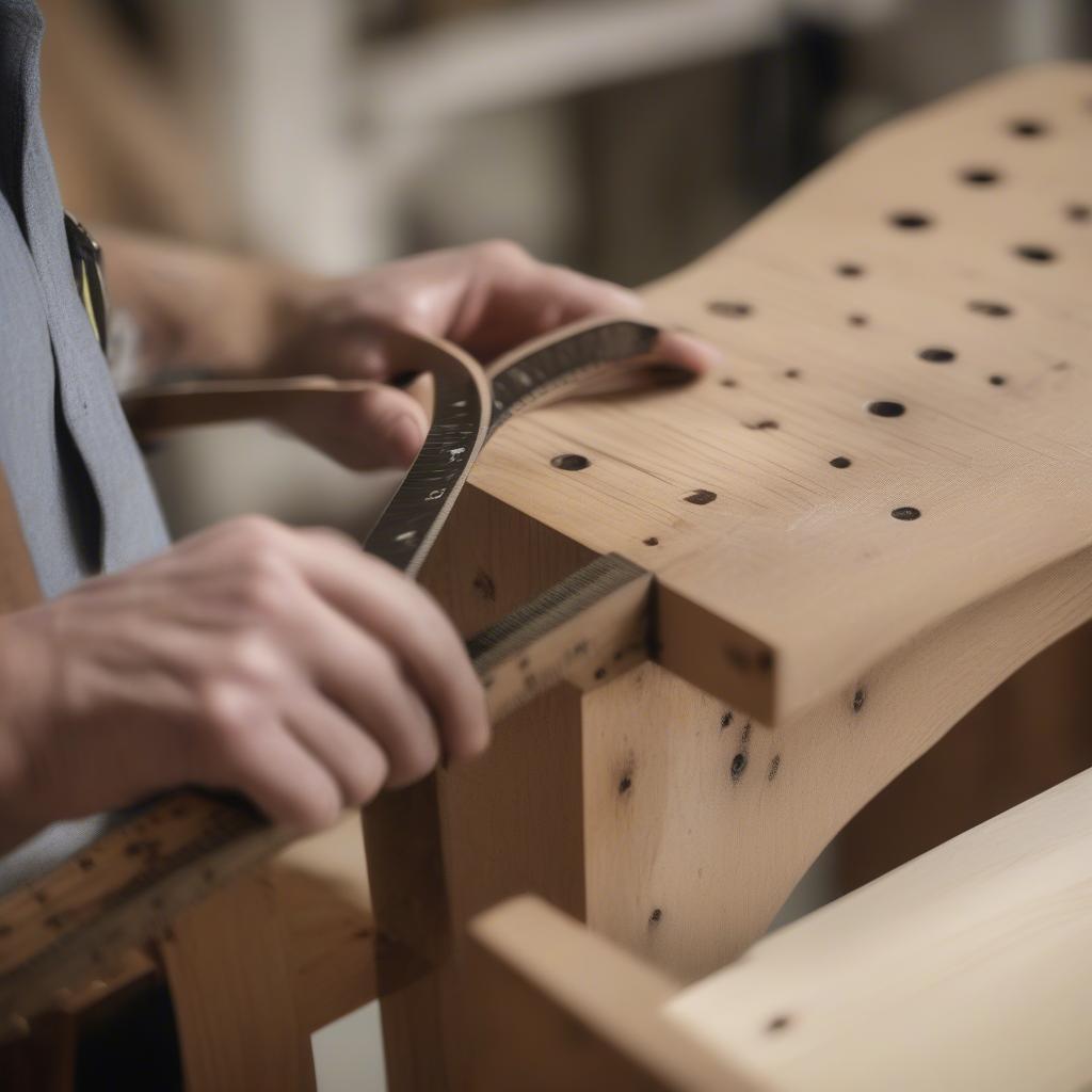 Accurately measuring the chair frame for weaving