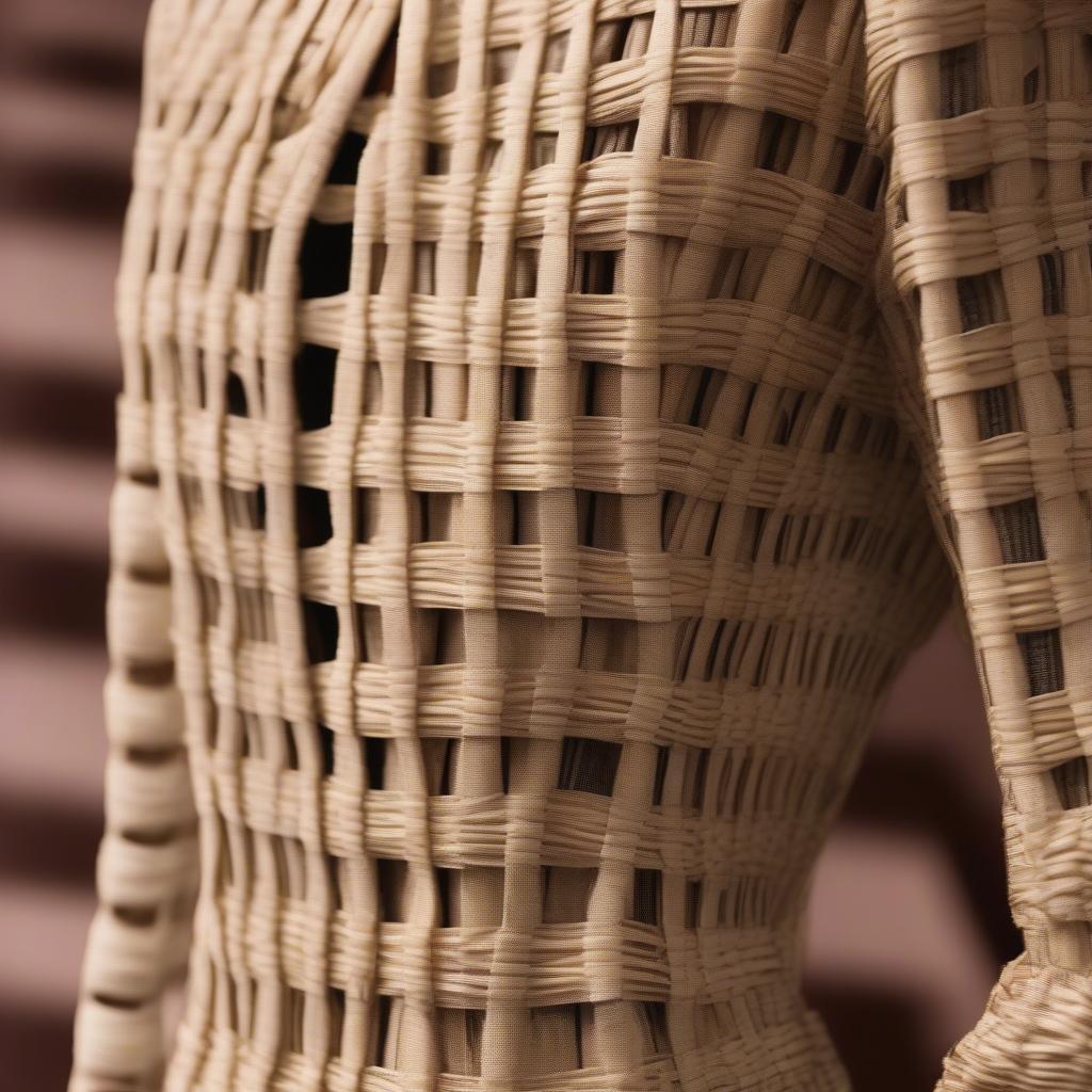 Met Gala Basket Weave Dress: A close-up view of the intricate woven pattern and material.