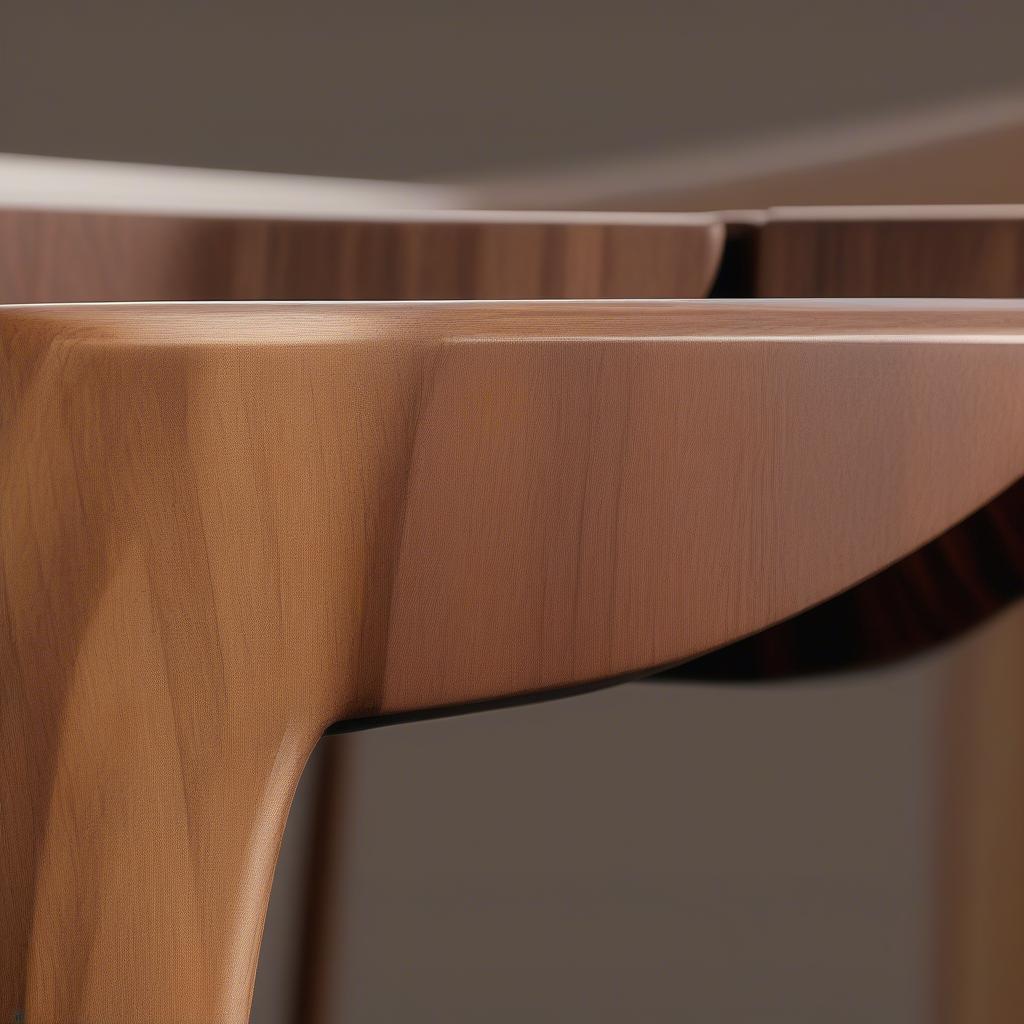 Detailed view of the construction and joinery of a mid-century platinum walnut dining chair frame