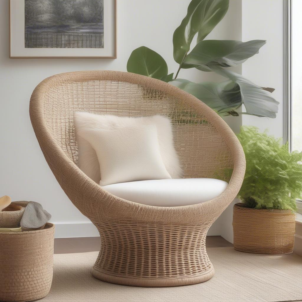 Modern Basket Weave Chair in a Living Room Setting