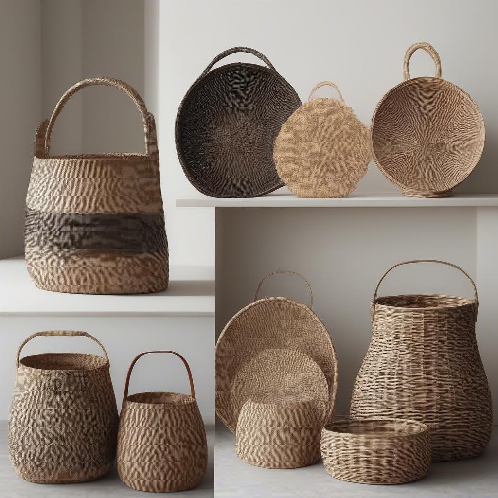 Modern Wicker and Rattan Baskets Inspired by the Coonskin Hat