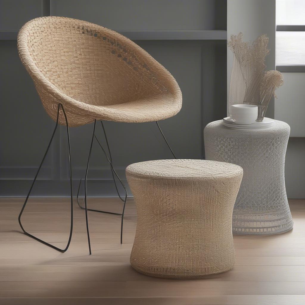 Examples of modern woven chairs showcasing innovative designs and materials.