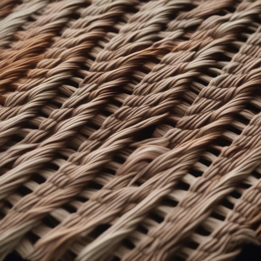 Close-up view of a mountain weave table runner showcasing the intricate woven pattern and natural fiber texture