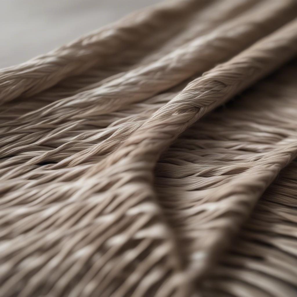 Close-up of a natural weave table runner showcasing its intricate texture.