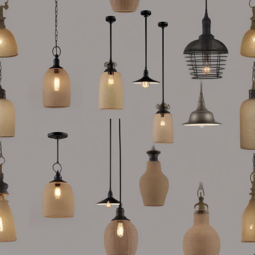 Various online shops selling basket weave light fittings, showing different styles and price ranges.