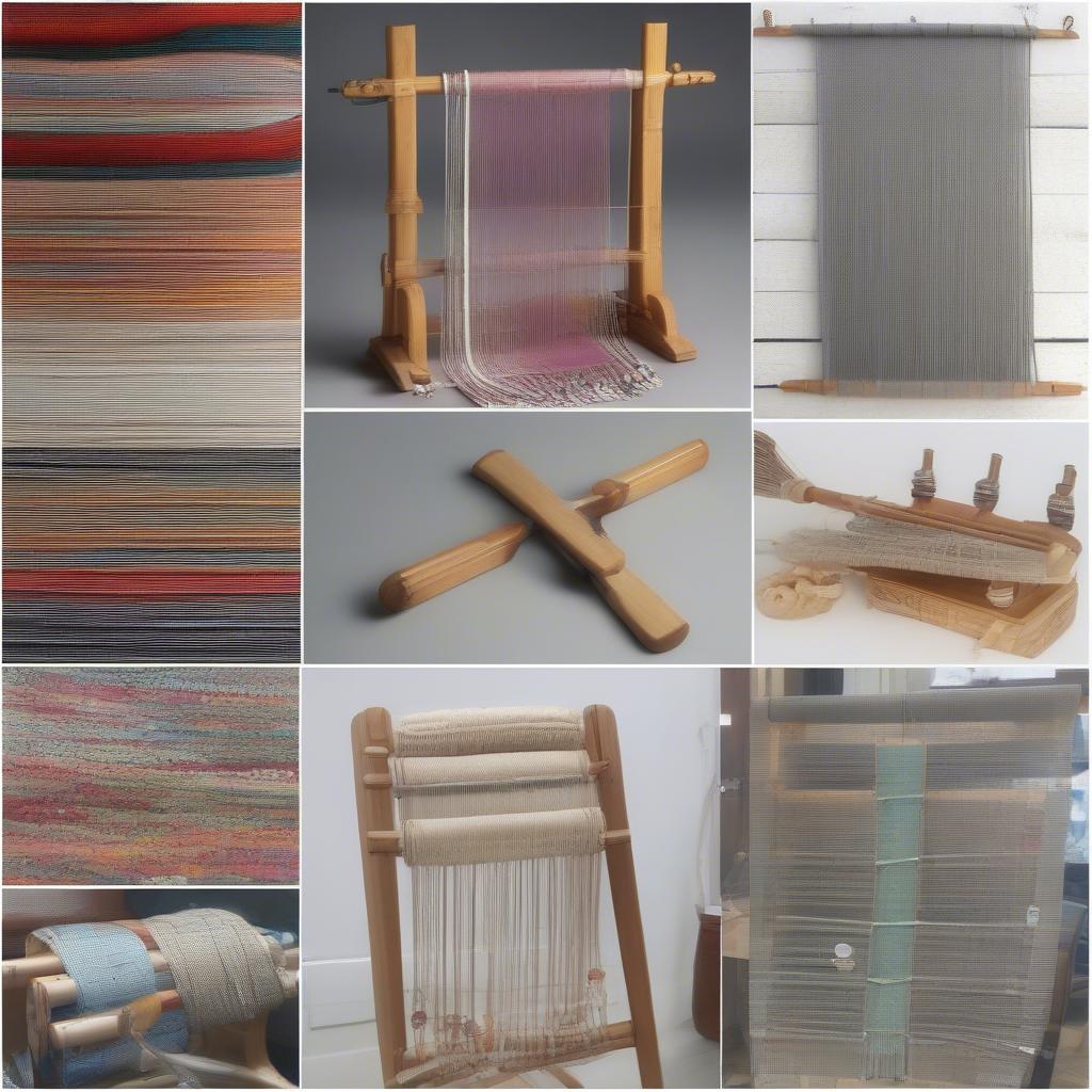 Screenshots of online shops selling table weaving looms in the UK, with examples of product listings and pricing.