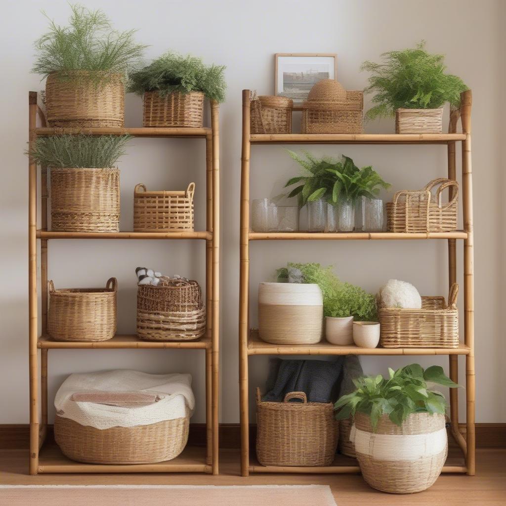 Open Weave Bamboo Baskets in Home Decor