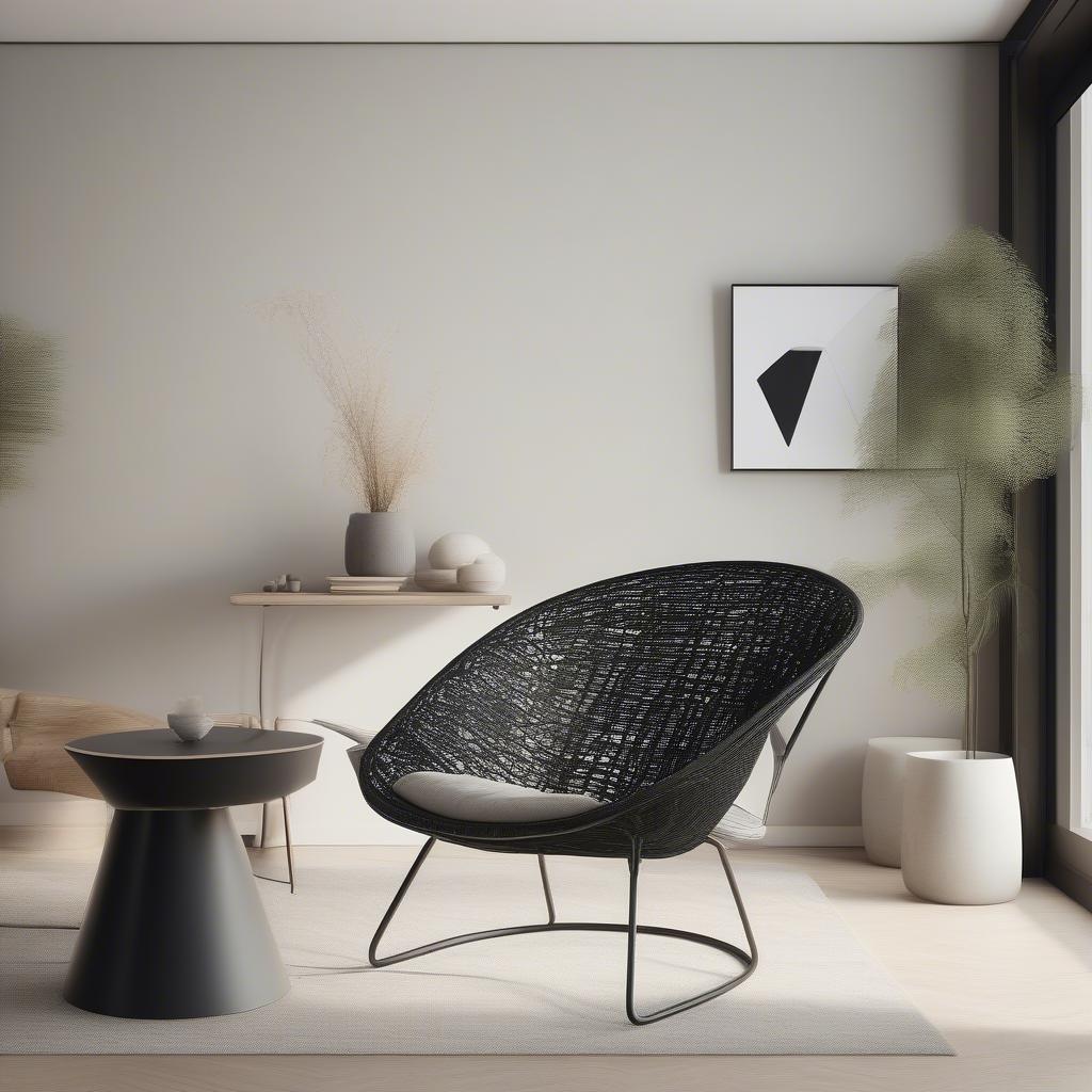 Open Weave Cave Chair in a Modern Living Room