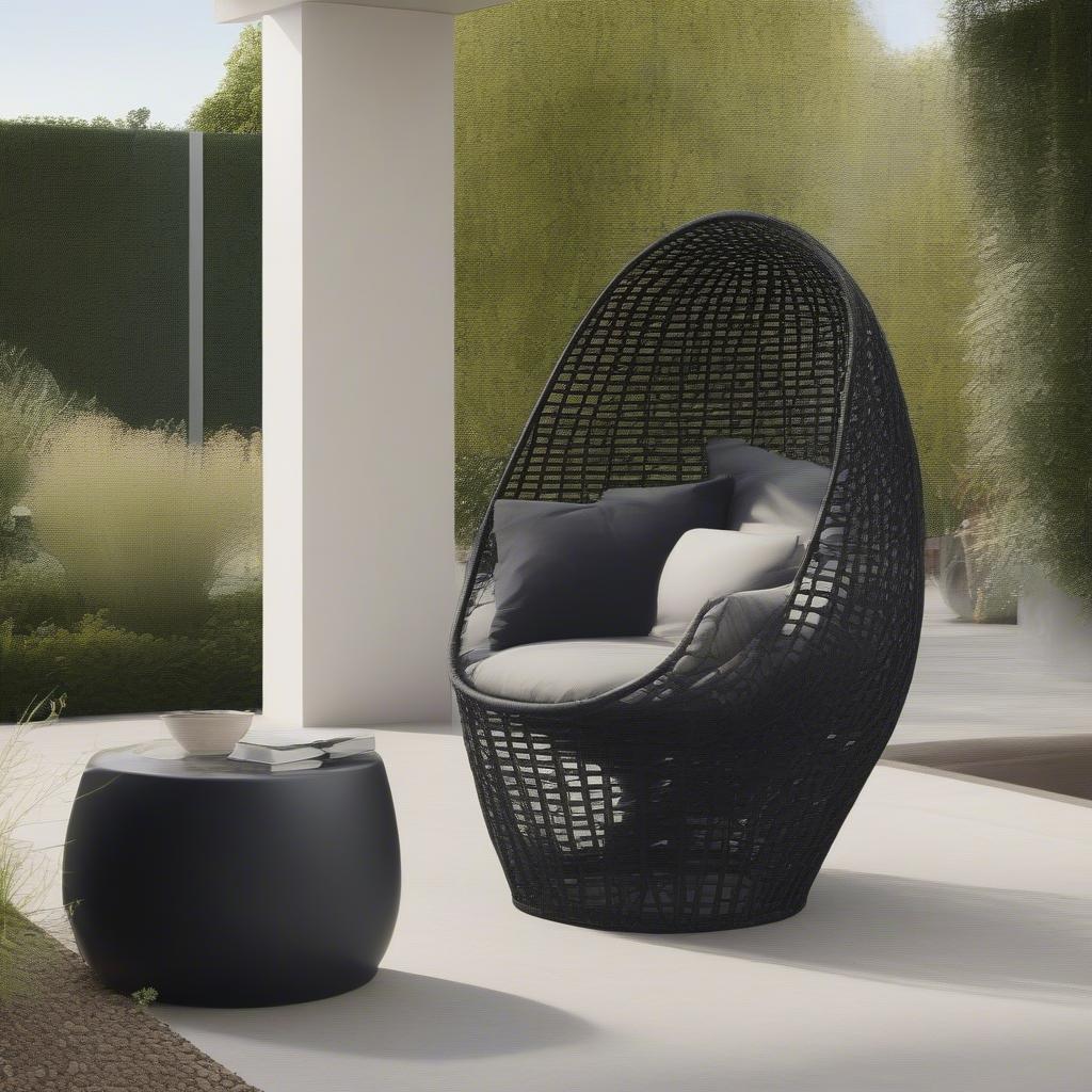 Open Weave Cave Chair on a Relaxing Patio