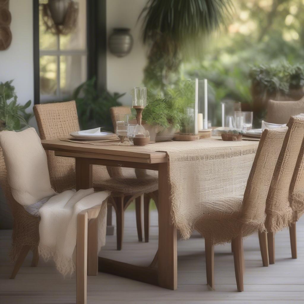 Open Weave Table Runner in an Outdoor Setting