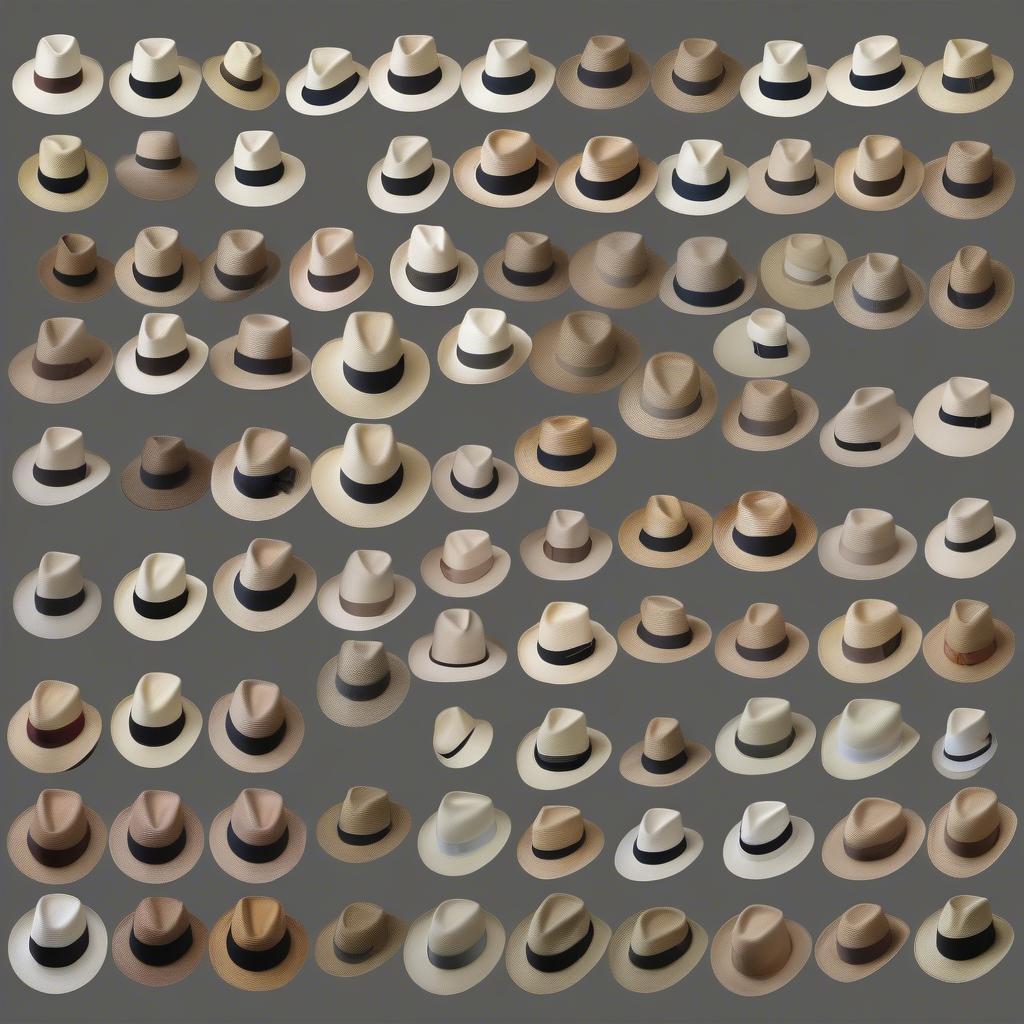 Side-by-side comparison of different panama hat grades, highlighting the variations in weave tightness and overall quality.